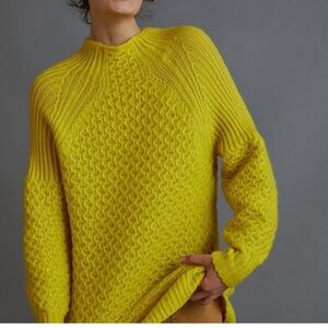 Anthropologie Bia Mock Neck Tunic Sweater in Lime Size Small